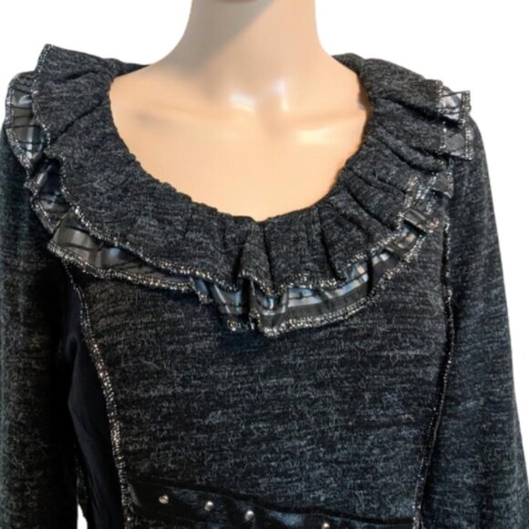 NWT Jane & John Sweater with Taffeta and Vegan Leather Accents Size M - Picture 10 of 11